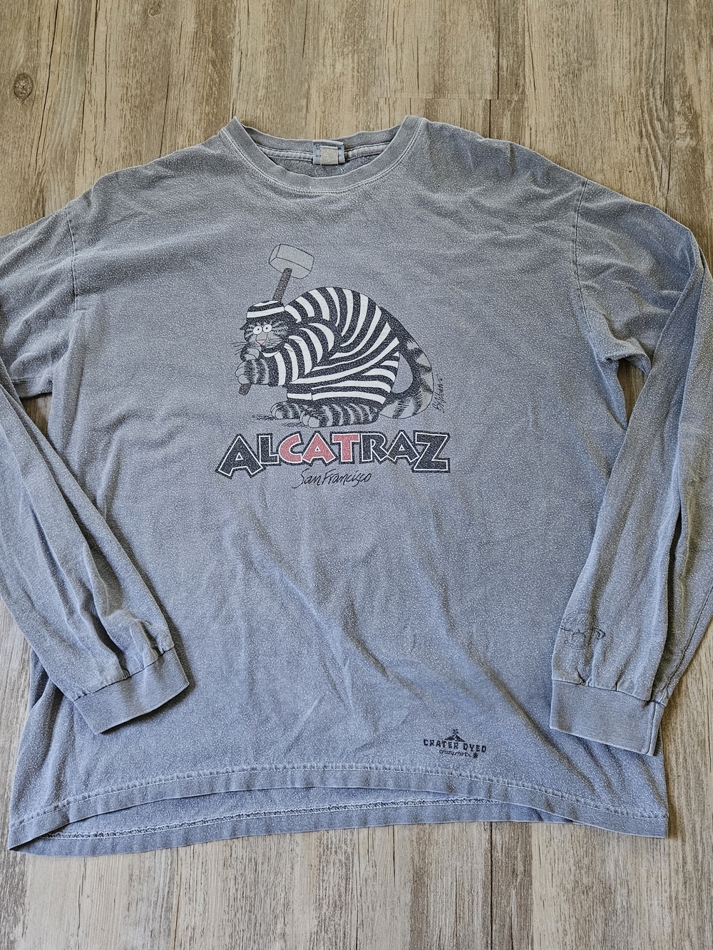 Vintage Crazy Shirts Gray B Kilban Alcatraz Long Sleeve Graphic Tee Sma
